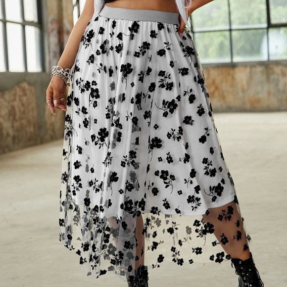 SHEIN Dresses & Skirts - Mesh Floral Print Skirt